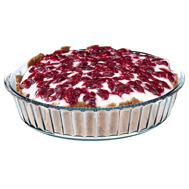 SIMAX Glass Pie Pan for Baking, 10.25 Inch Deep Round Pie Plate Dish Great For Apple, Pumpkin, Holiday Pies, Fluted Pie Holder, Oven Safe Tray, Borosilicate Glass Cake Tin - Image 1